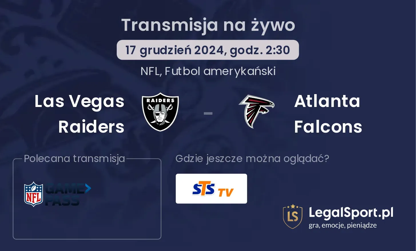 Las Vegas Raiders -  Atlanta Falcons transmisja na żywo