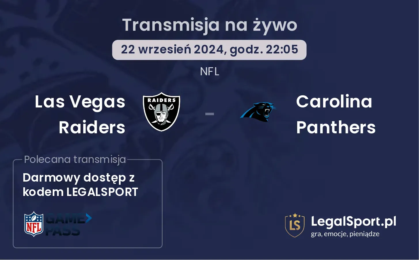 Las Vegas Raiders -  Carolina Panthers transmisja na żywo