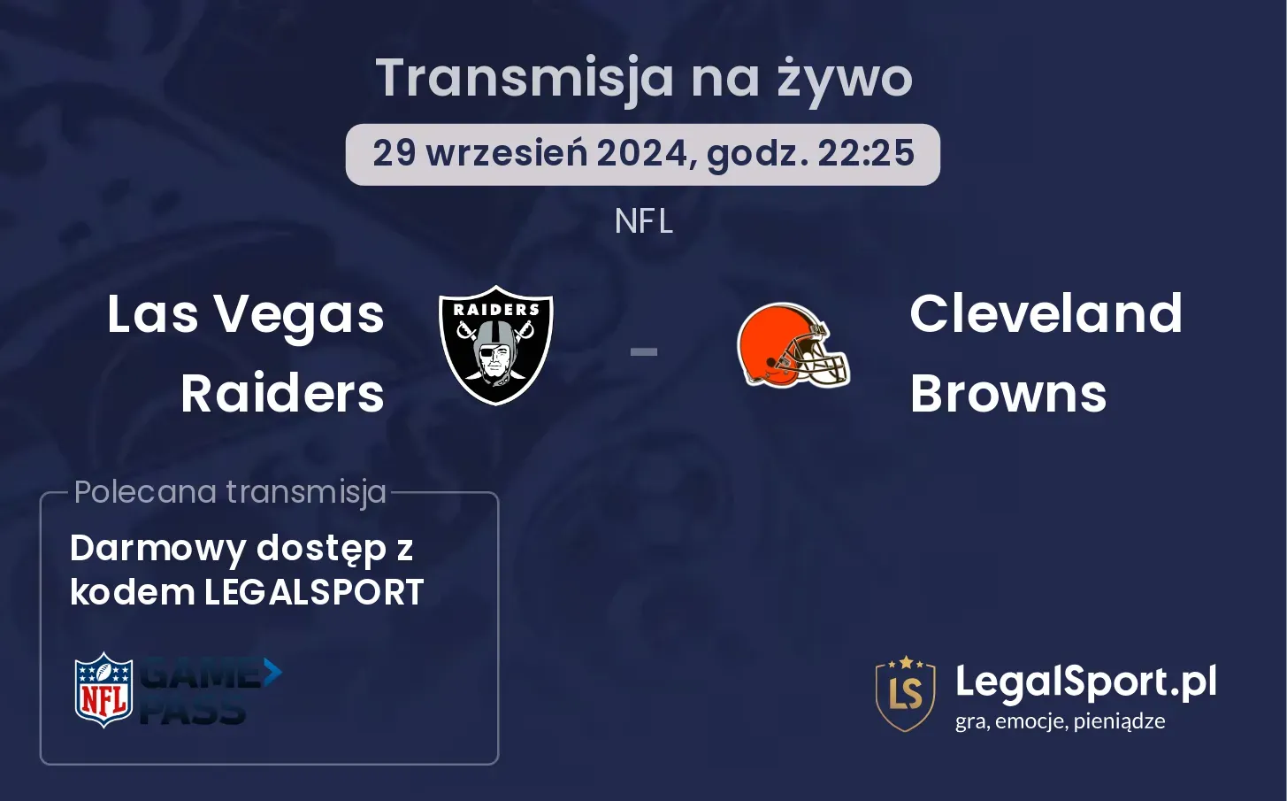 Las Vegas Raiders -  Cleveland Browns gdzie oglądać? 29.09, godz. 22:25