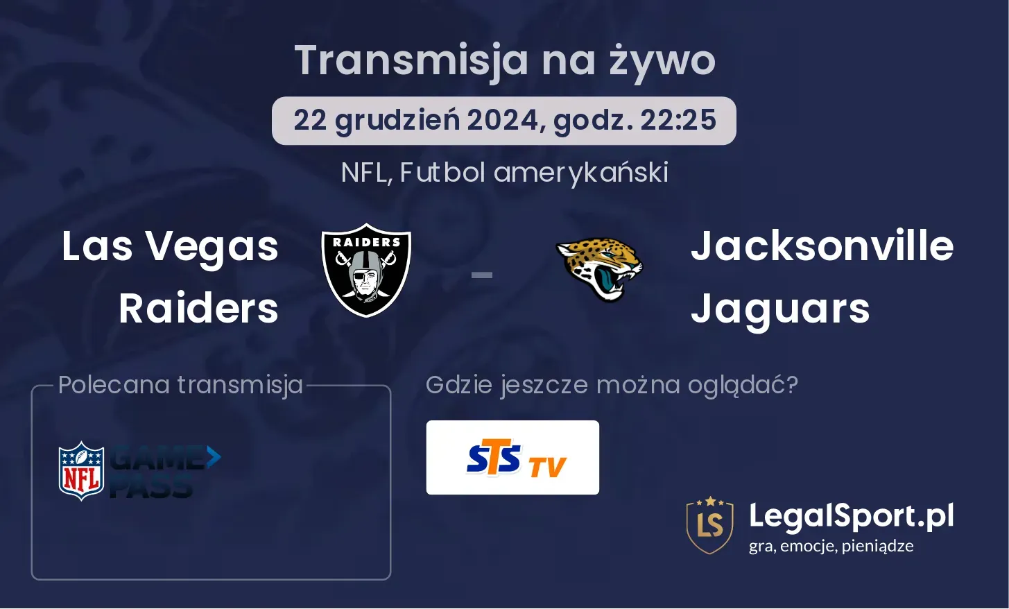 Las Vegas Raiders - Jacksonville Jaguars transmisja na żywo