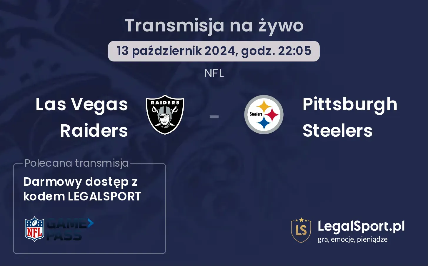 Las Vegas Raiders -  Pittsburgh Steelers transmisja na żywo