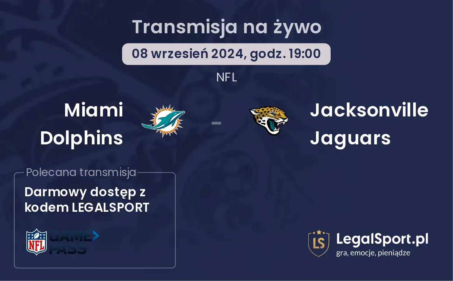 Miami Dolphins - Jacksonville Jaguars transmisja na żywo