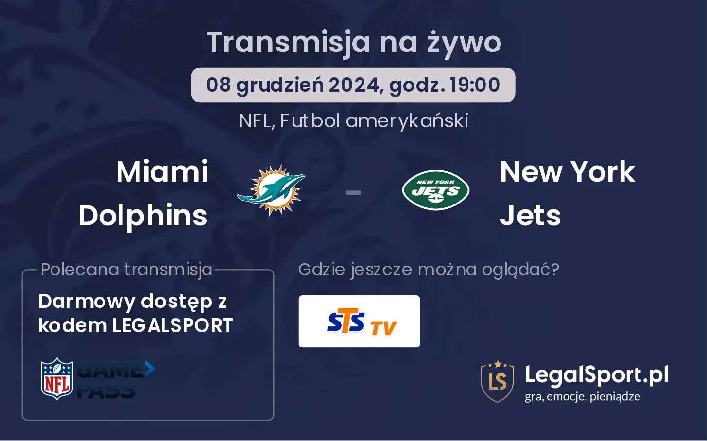 Miami Dolphins - New York Jets transmisja na żywo