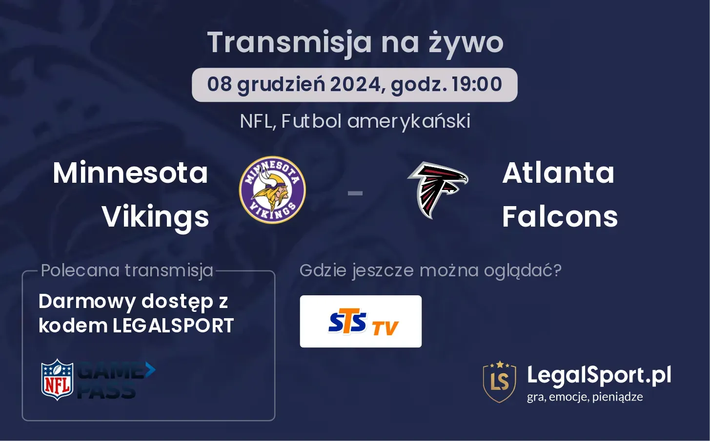 Minnesota Vikings -  Atlanta Falcons transmisja na żywo