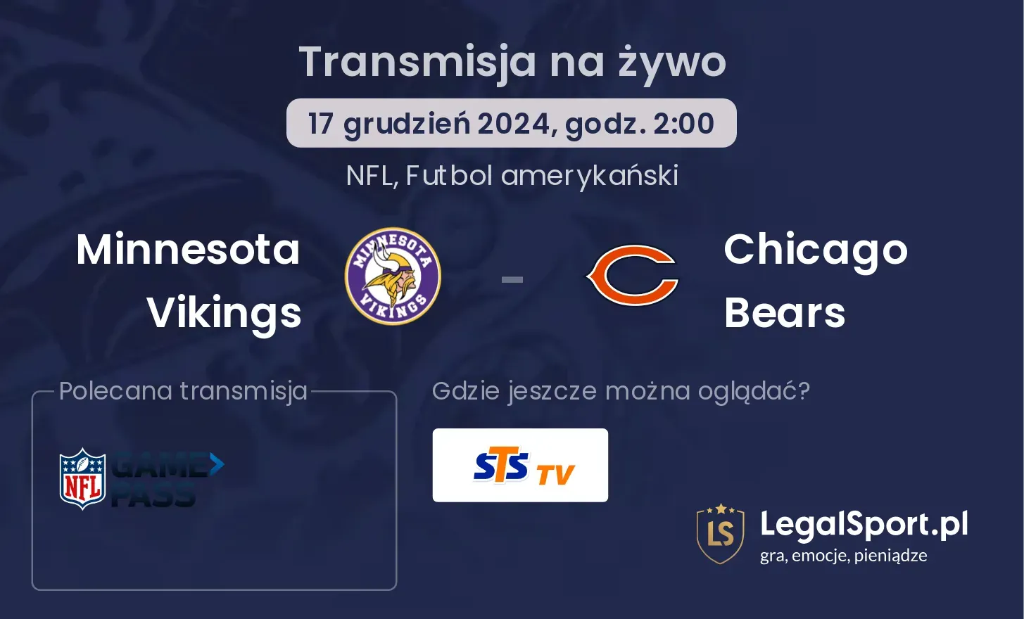 Minnesota Vikings - Chicago Bears transmisja na żywo