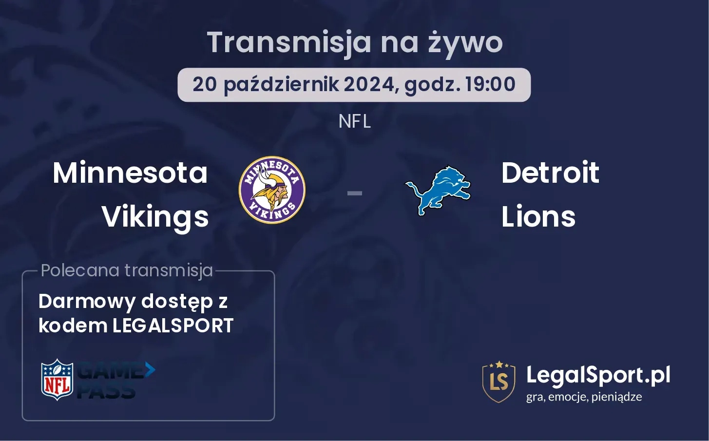 Minnesota Vikings - Detroit Lions transmisja na żywo