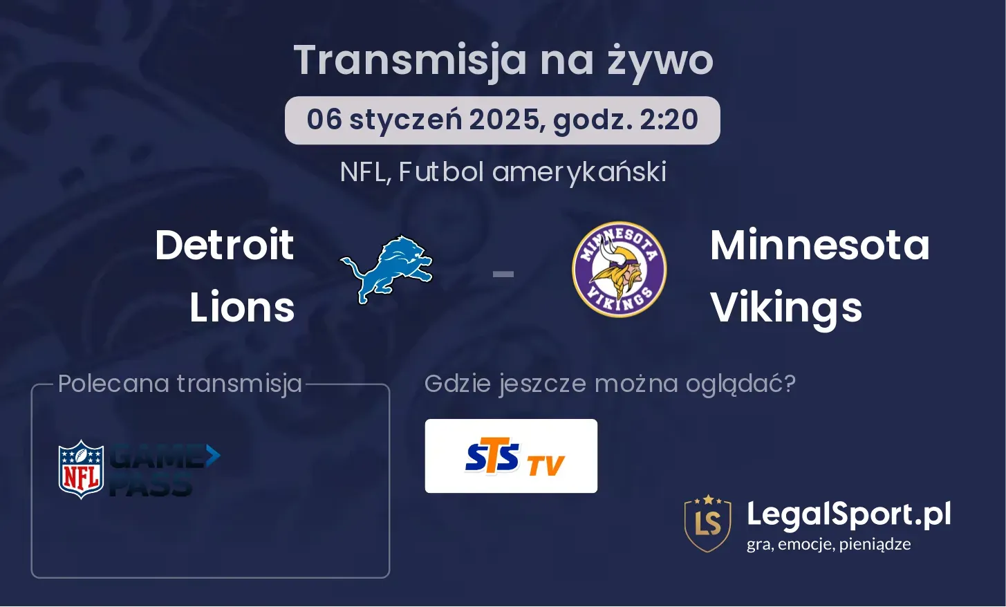 Detroit Lions - Minnesota Vikings gdzie oglądać?