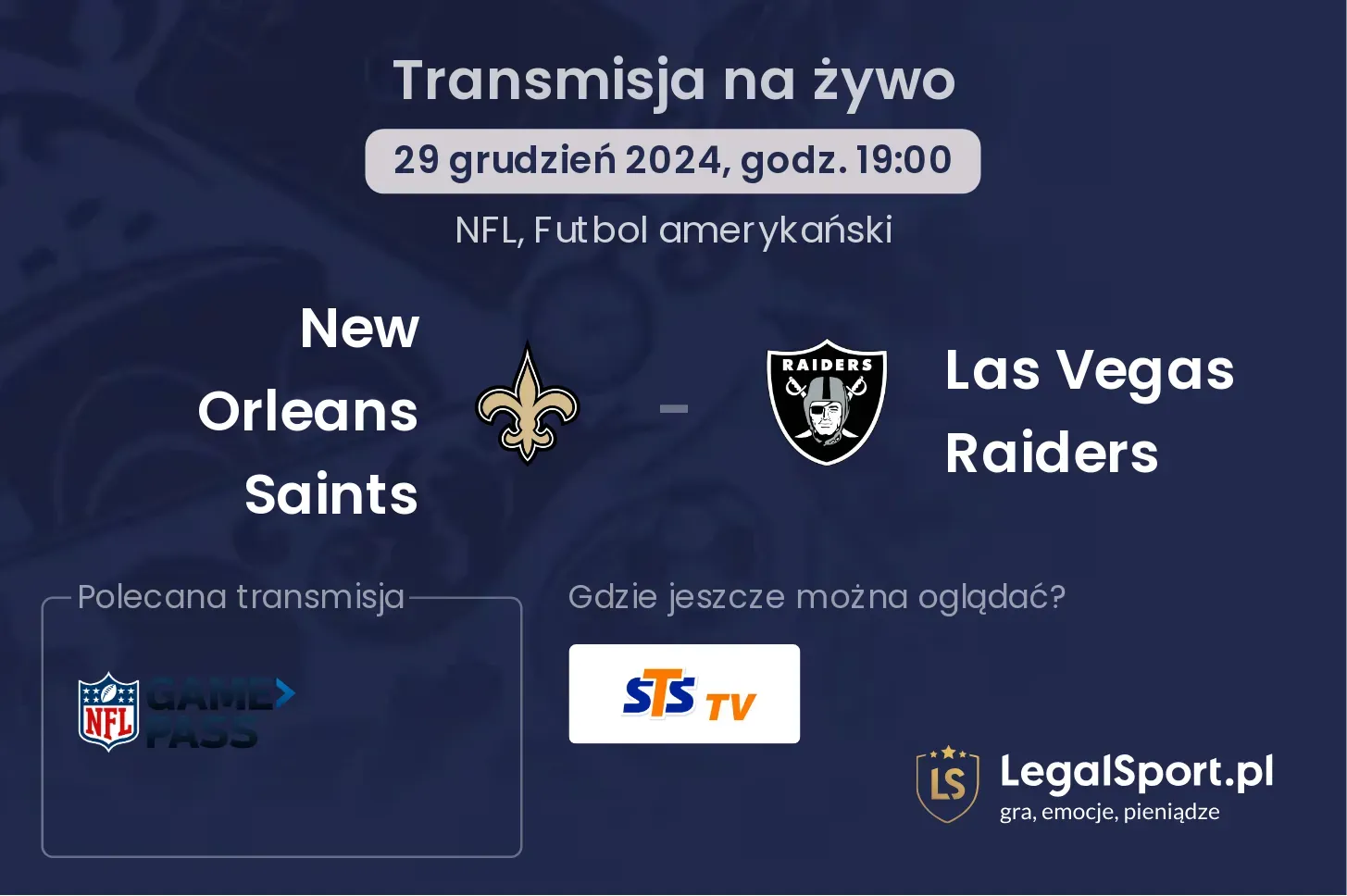 New Orleans Saints - Las Vegas Raiders transmisja na żywo