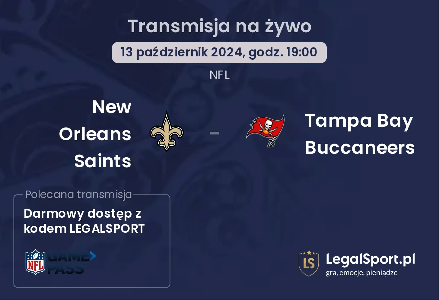 New Orleans Saints - Tampa Bay Buccaneers transmisja na żywo