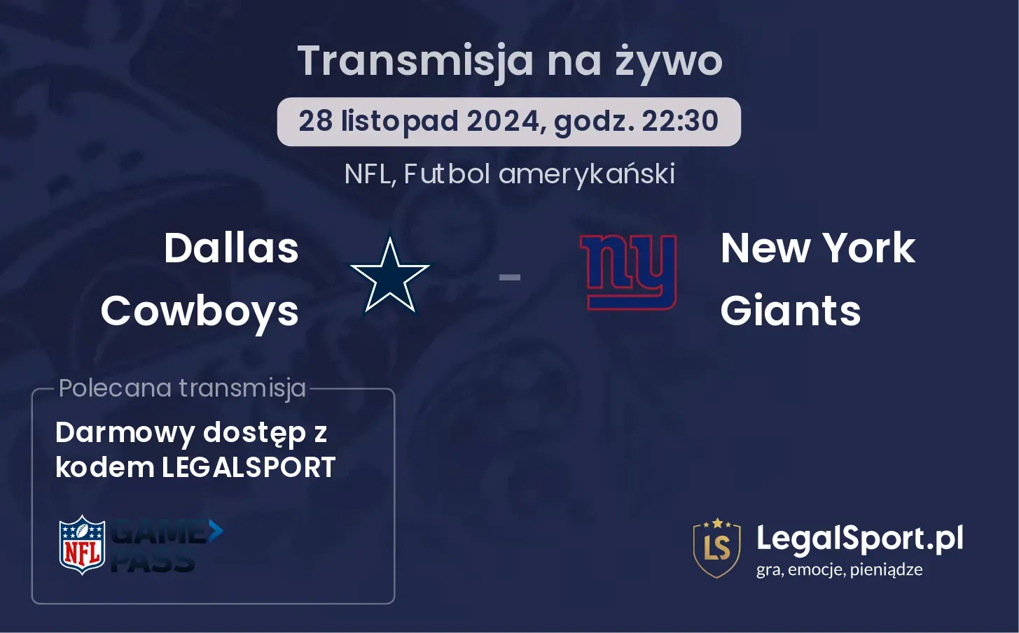 New York Giants - Dallas Cowboys transmisja na żywo