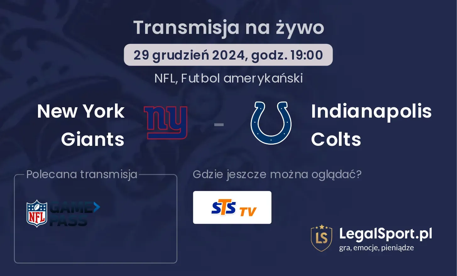 New York Giants - Indianapolis Colts transmisja na żywo