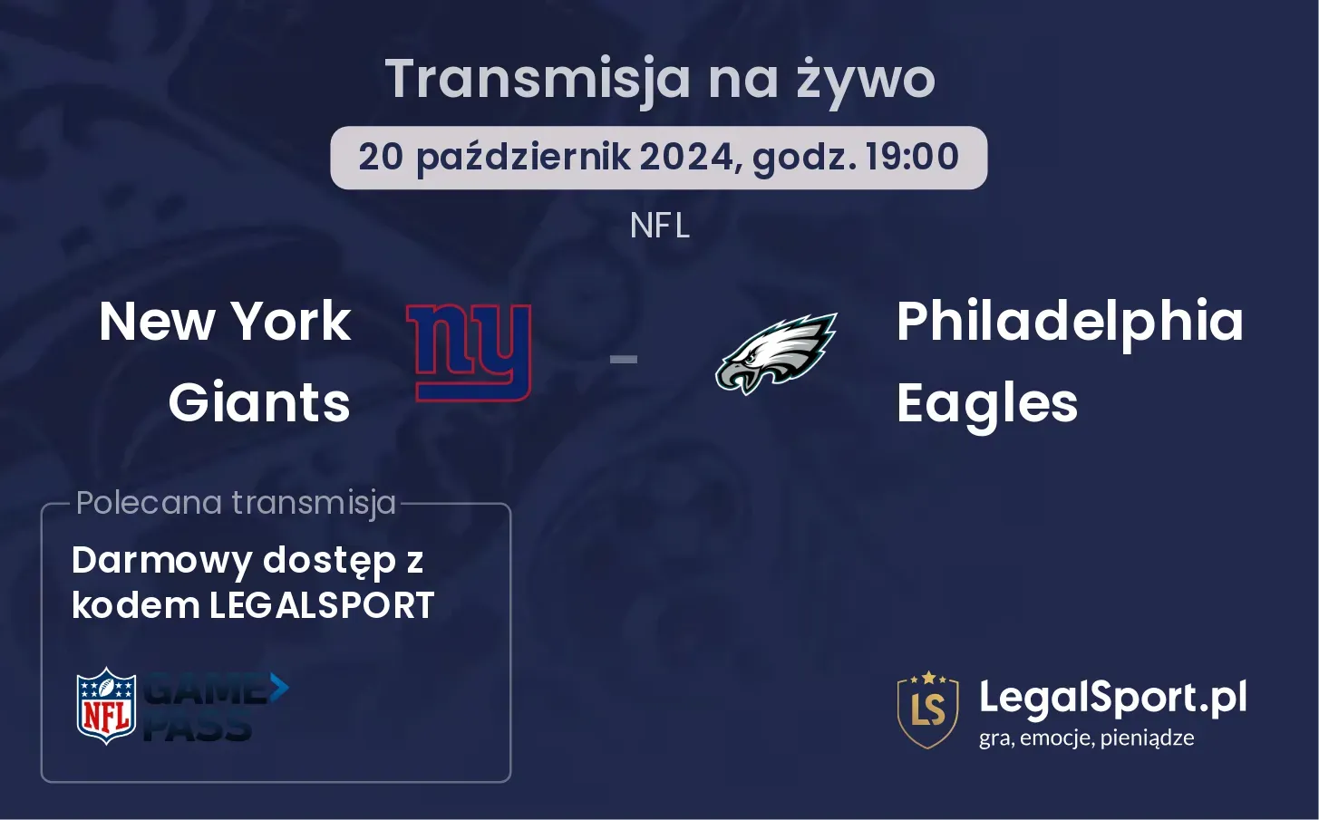 New York Giants - Philadelphia Eagles transmisja na żywo