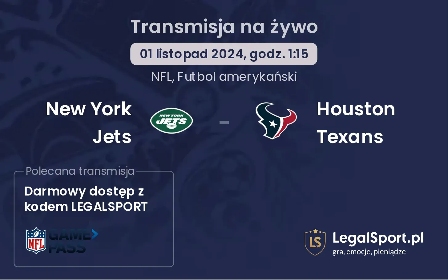 New York Jets -  Houston Texans transmisja na żywo