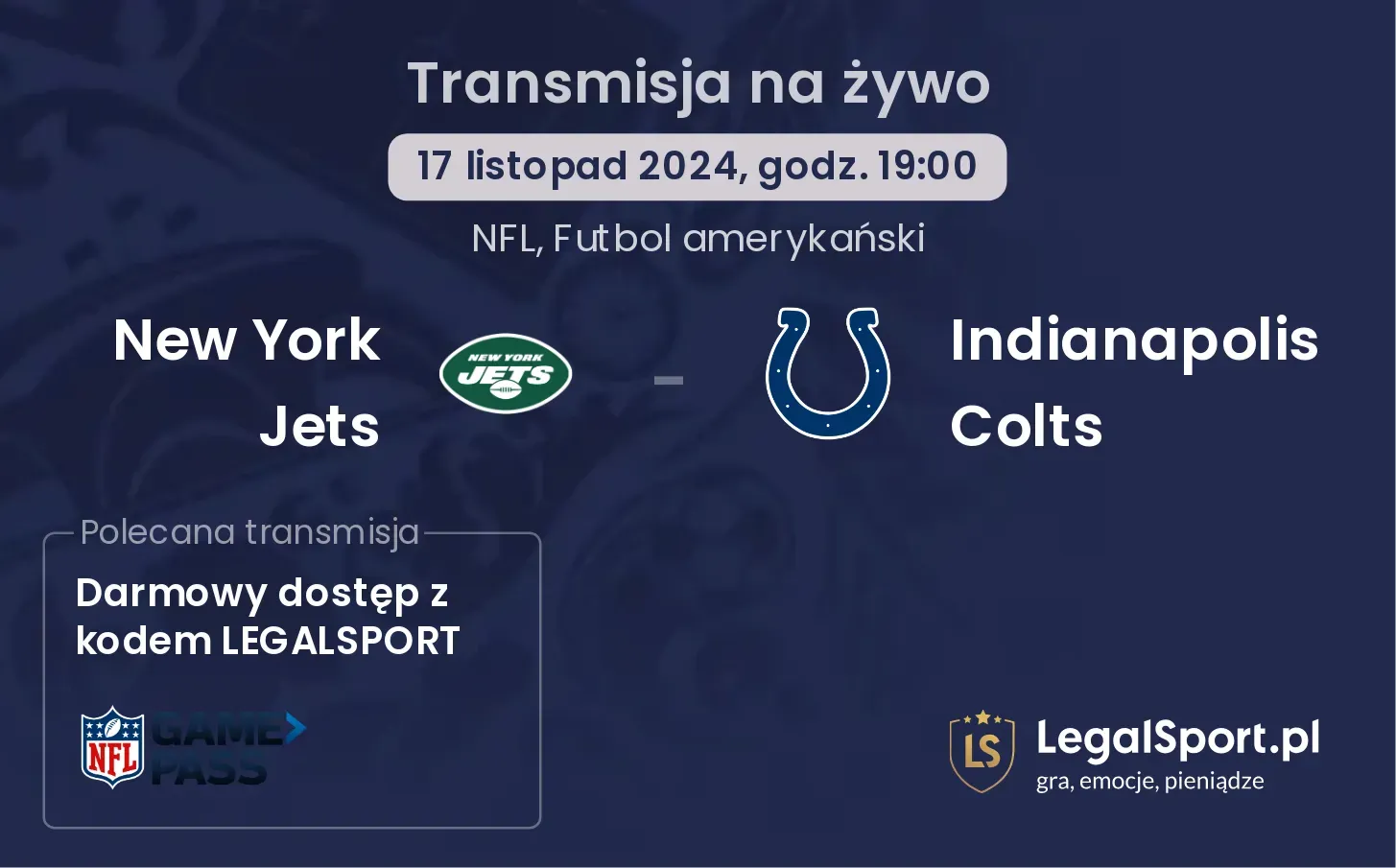 New York Jets - Indianapolis Colts transmisja na żywo