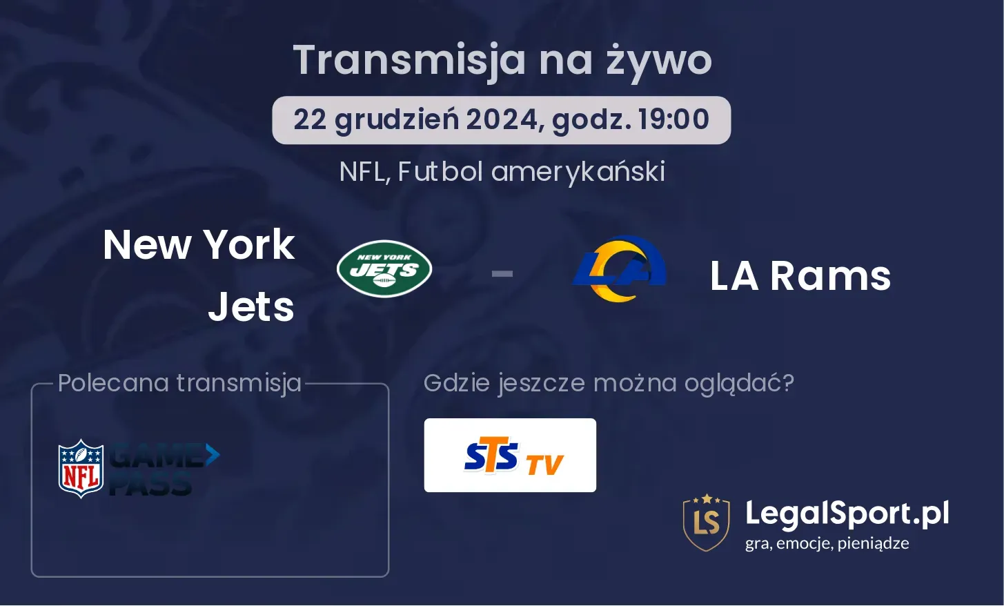 New York Jets - LA Rams transmisja na żywo