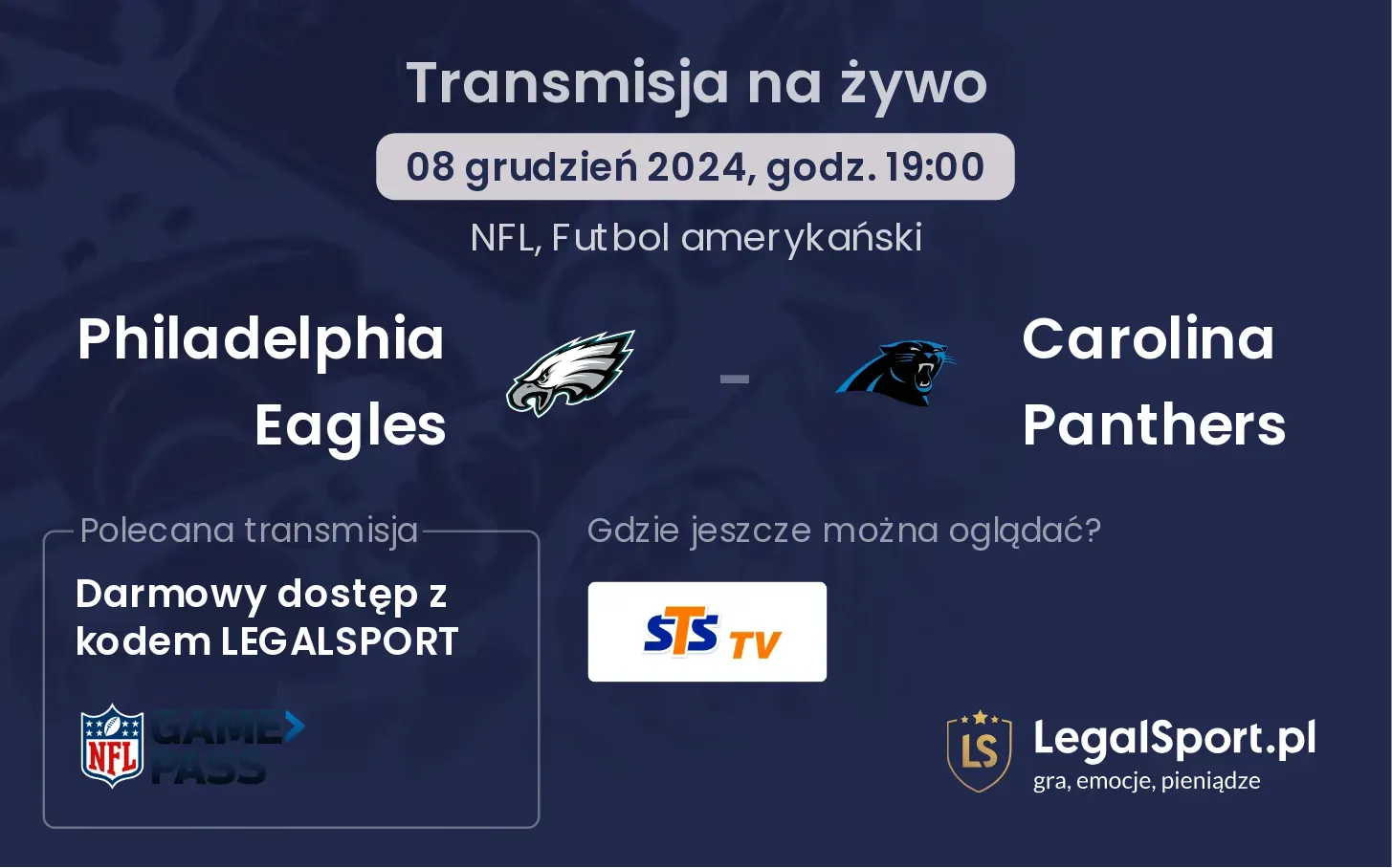 Philadelphia Eagles -  Carolina Panthers transmisja na żywo