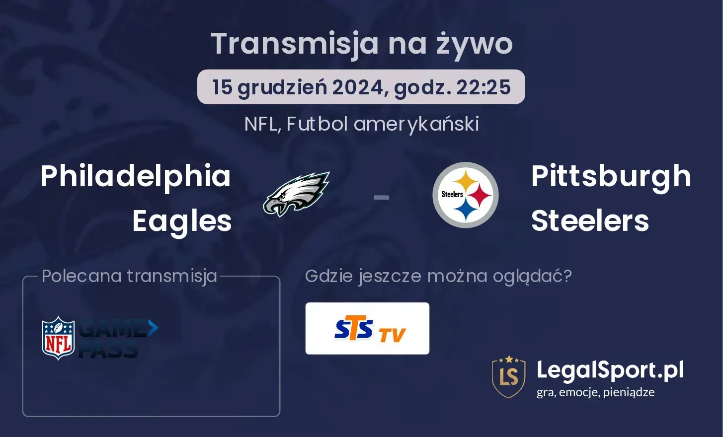 Philadelphia Eagles -  Pittsburgh Steelers transmisja na żywo