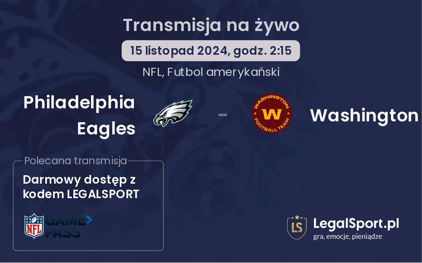 Philadelphia Eagles - Washington transmisja na żywo