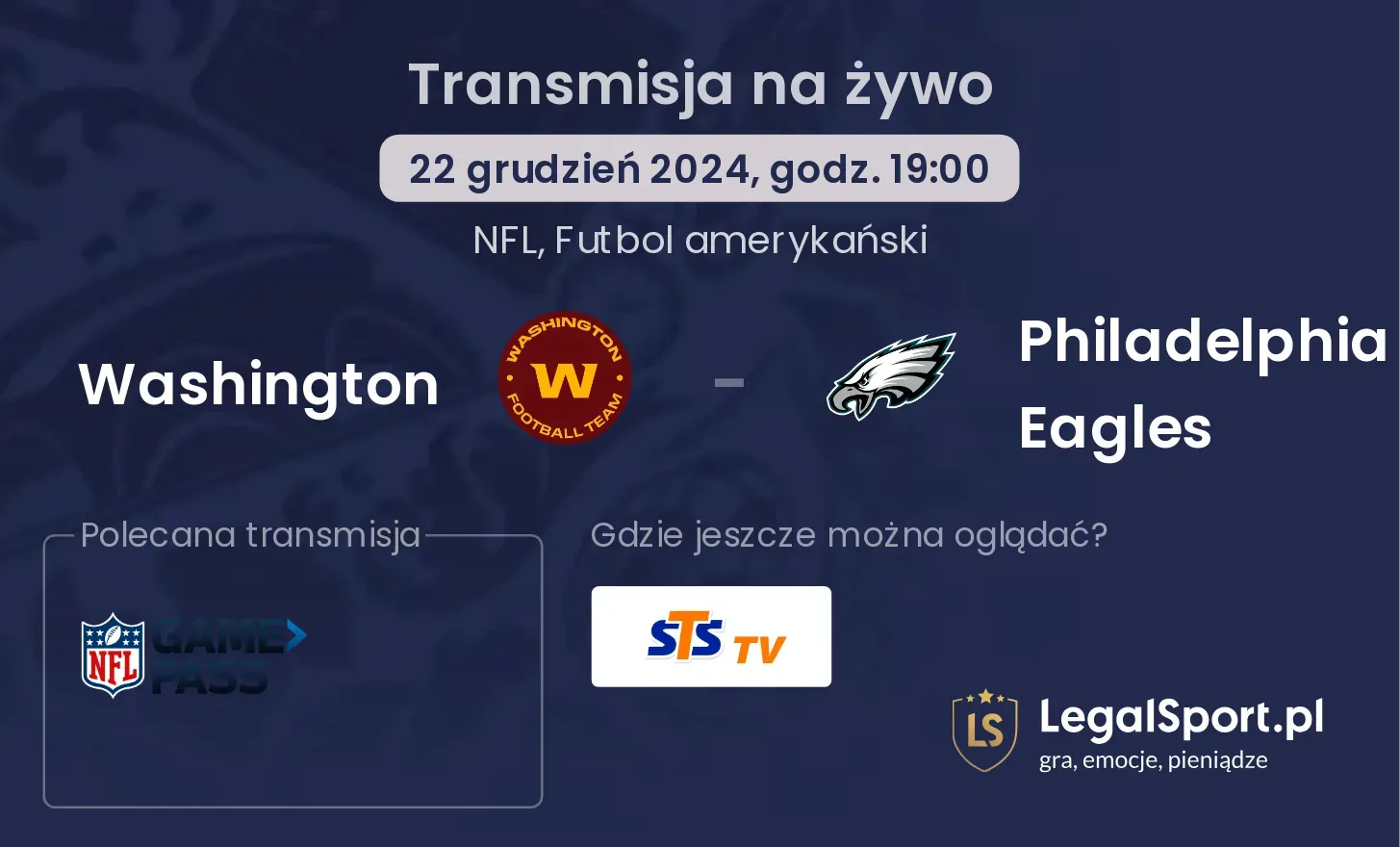 Washington - Philadelphia Eagles gdzie oglądać?