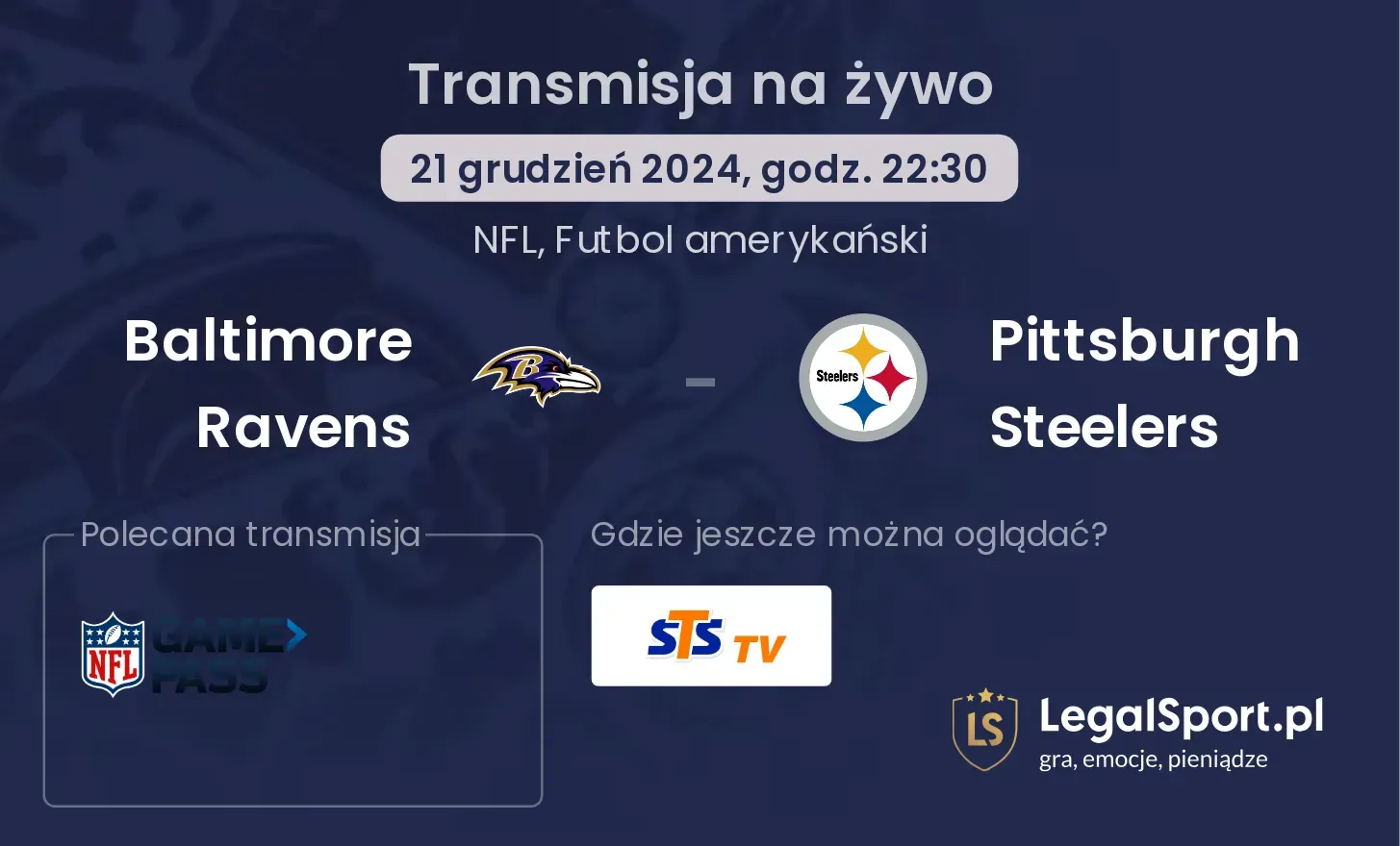 Baltimore Ravens -  Pittsburgh Steelers gdzie oglądać?