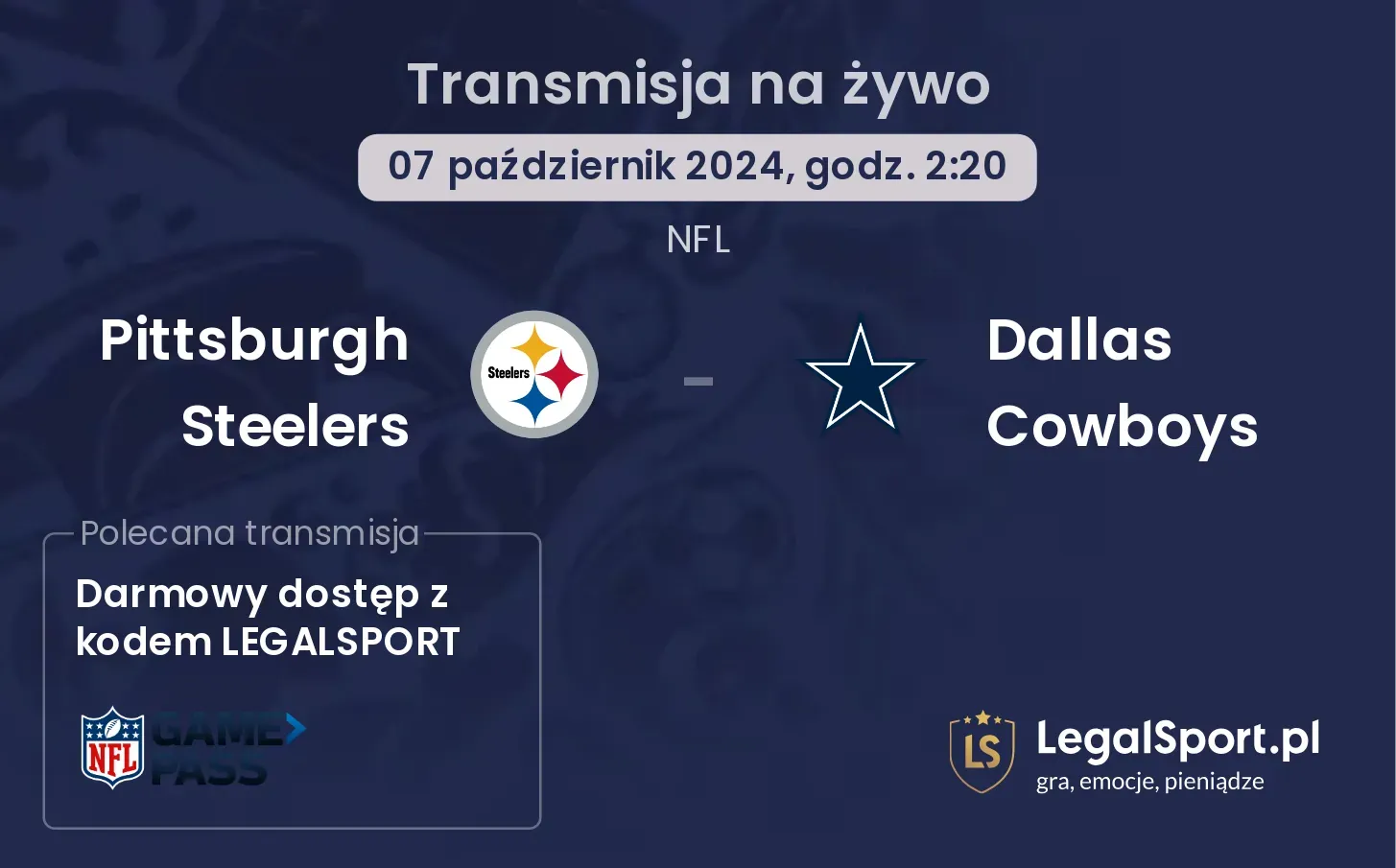  Pittsburgh Steelers - Dallas Cowboys transmisja na żywo