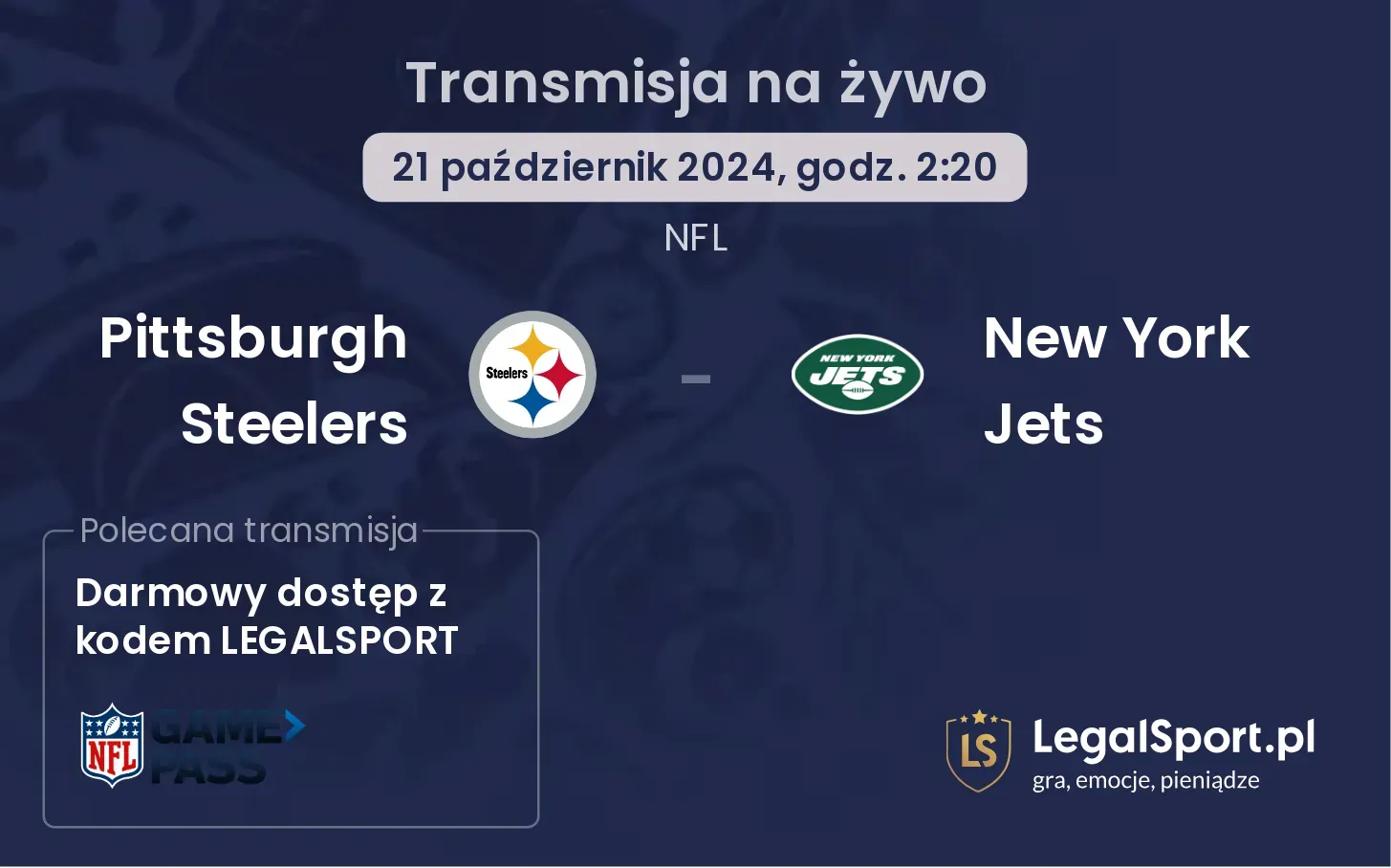  Pittsburgh Steelers - New York Jets transmisja na żywo