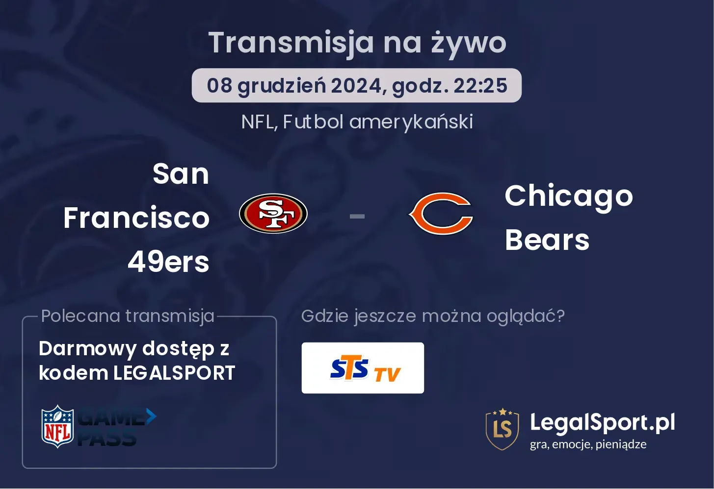  San Francisco 49ers - Chicago Bears transmisja na żywo