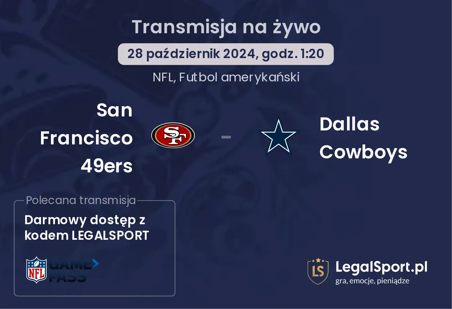  San Francisco 49ers - Dallas Cowboys transmisja na żywo