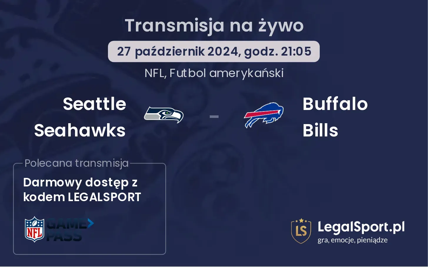 Seattle Seahawks - Buffalo Bills gdzie oglądać? 27.10, godz. 21:05