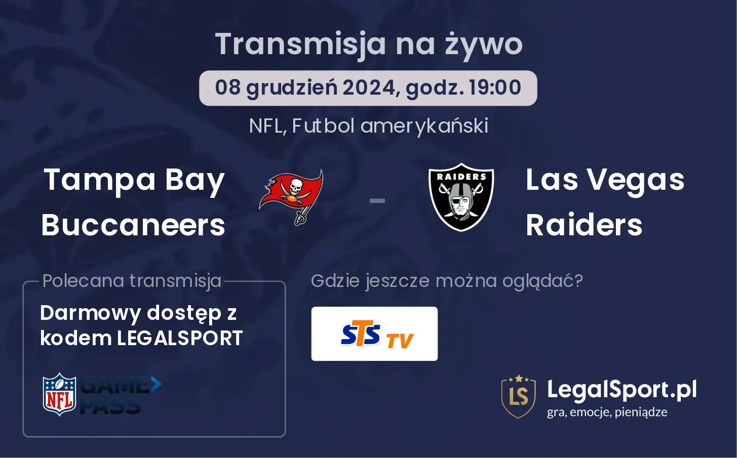 Tampa Bay Buccaneers - Las Vegas Raiders transmisja na żywo