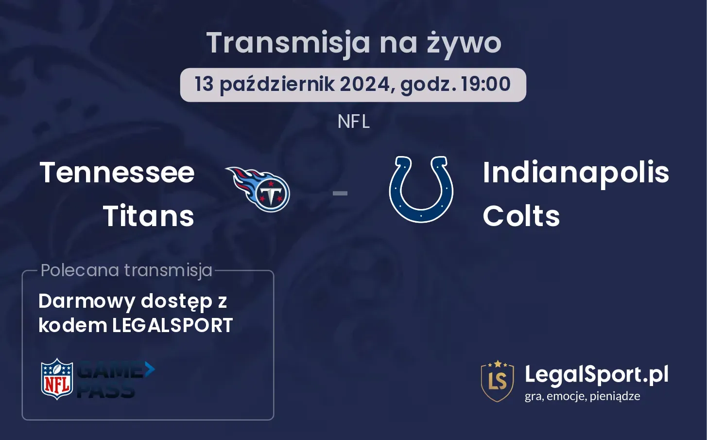 Tennessee Titans - Indianapolis Colts transmisja na żywo