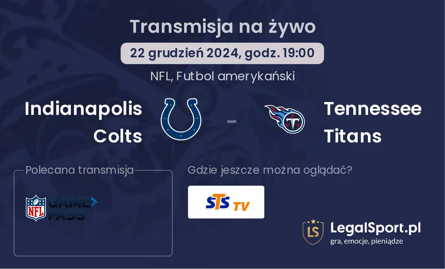 Indianapolis Colts - Tennessee Titans gdzie oglądać?