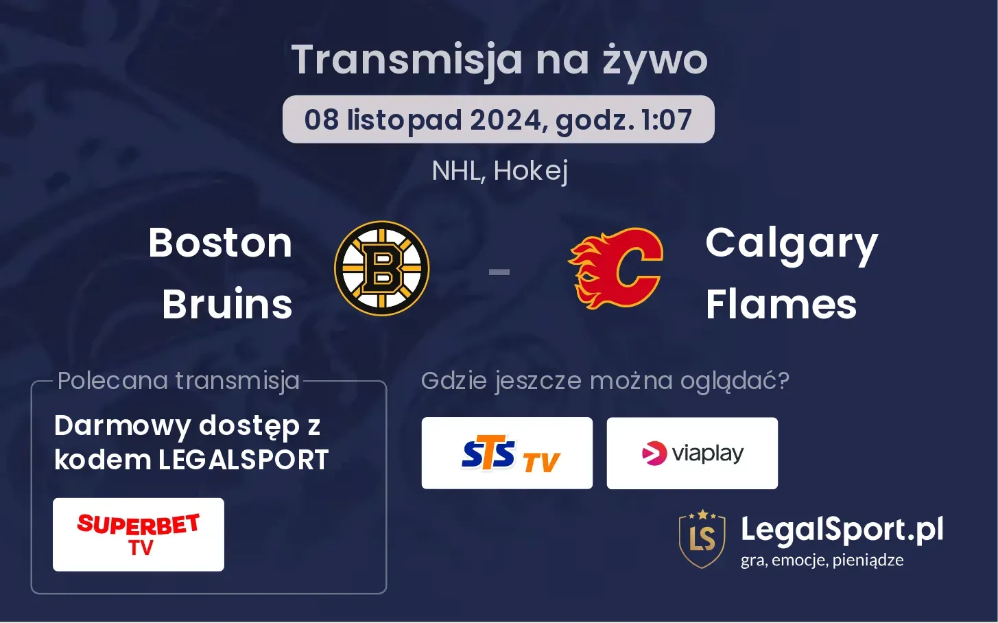 Boston Bruins - Calgary Flames transmisja na żywo