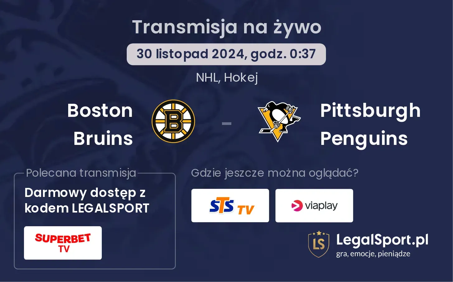 Boston Bruins - Pittsburgh Penguins transmisja na żywo