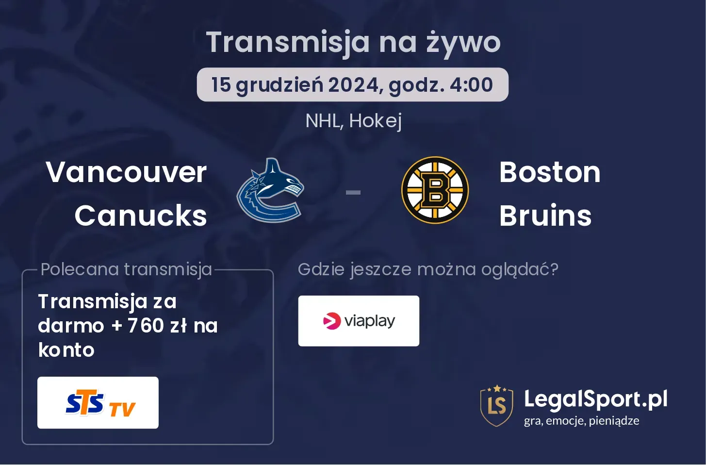 Vancouver Canucks - Boston Bruins gdzie oglądać?