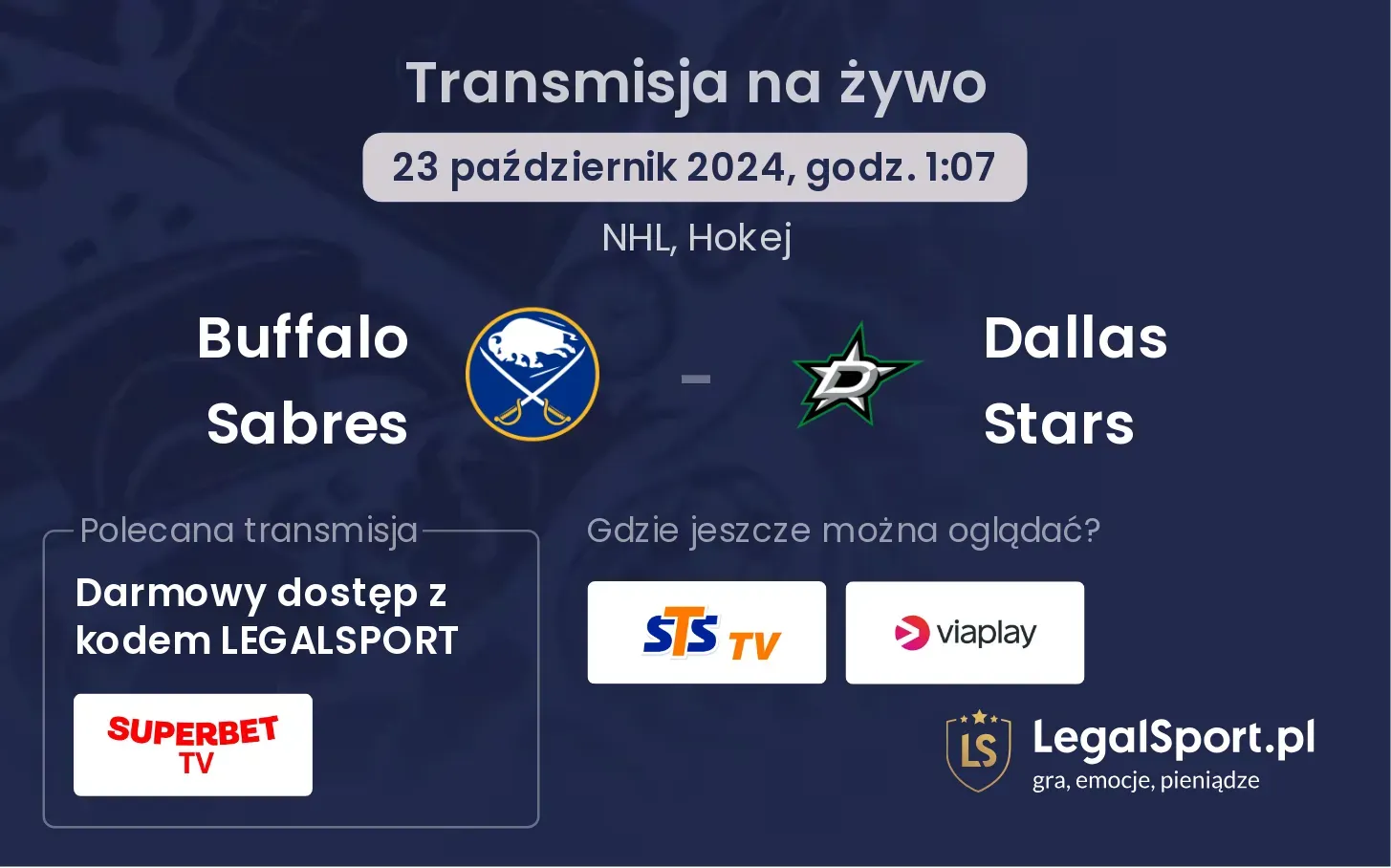 Buffalo Sabres - Dallas Stars transmisja na żywo