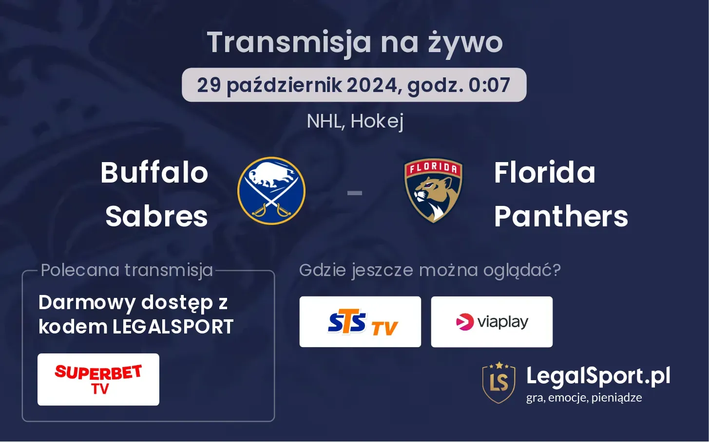 Buffalo Sabres - Florida Panthers transmisja na żywo