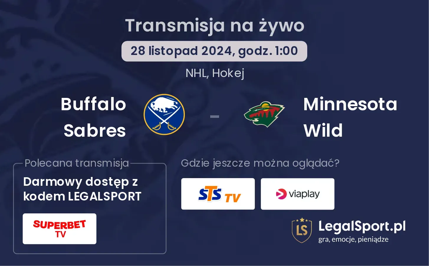 Buffalo Sabres - Minnesota Wild transmisja na żywo