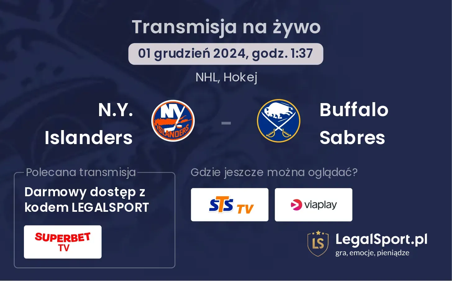 Buffalo Sabres - N.Y. Islanders transmisja na żywo