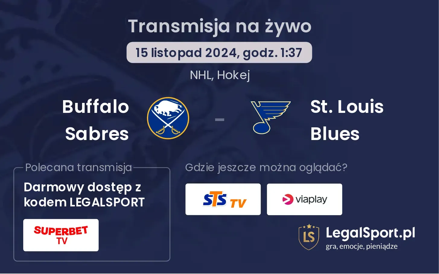 Buffalo Sabres - St. Louis Blues transmisja na żywo