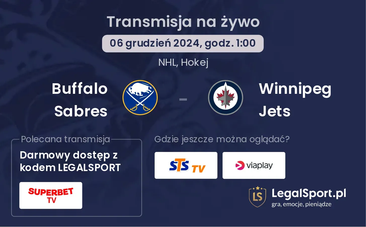 Buffalo Sabres - Winnipeg Jets transmisja na żywo