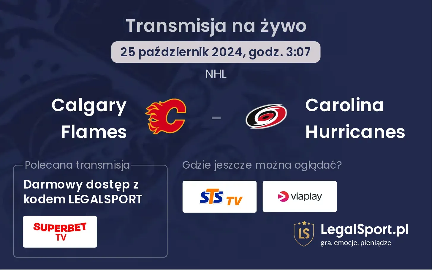 Calgary Flames - Carolina Hurricanes transmisja na żywo