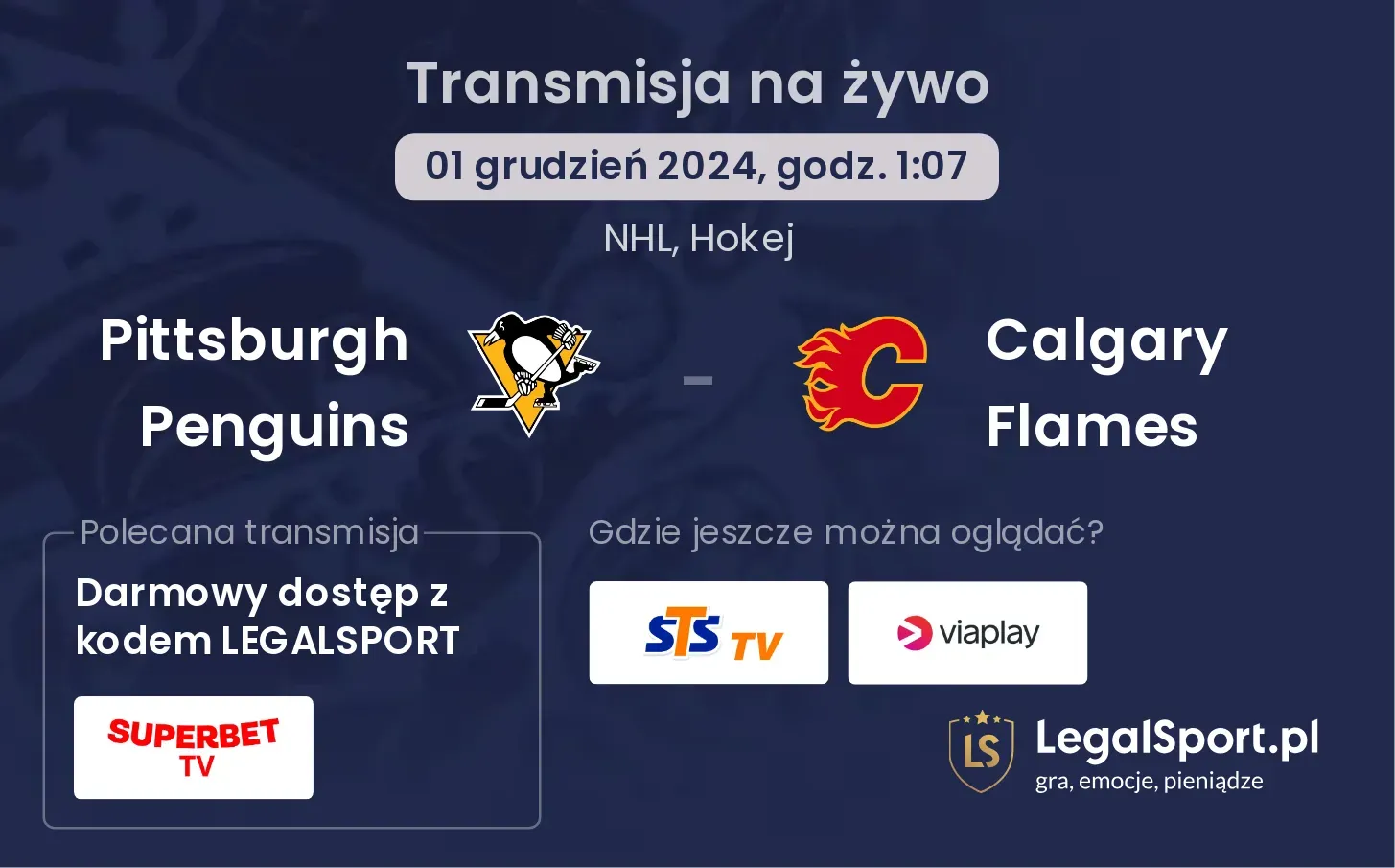 Calgary Flames - Pittsburgh Penguins transmisja na żywo