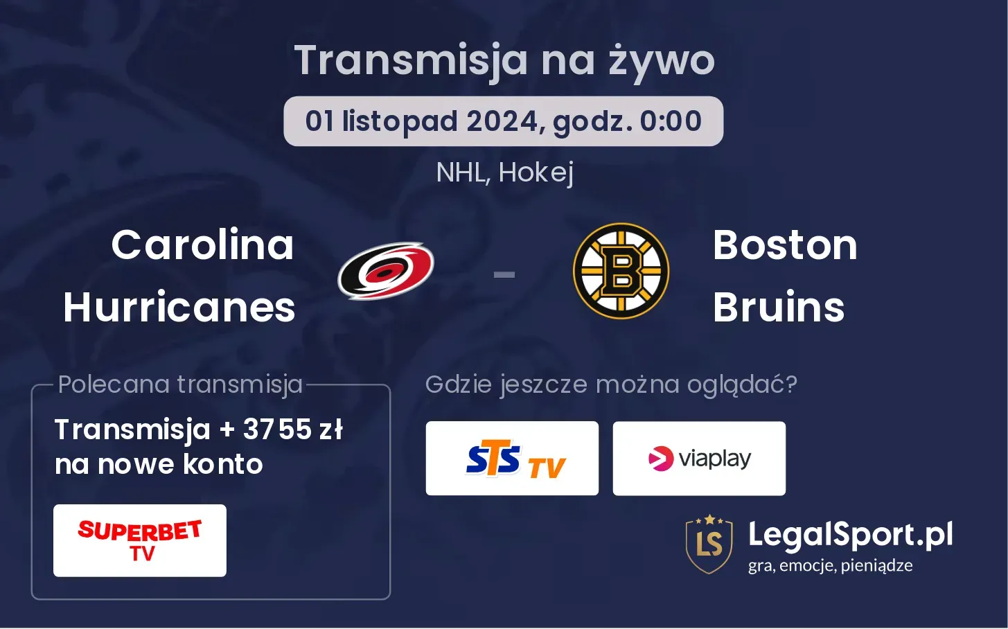 Carolina Hurricanes - Boston Bruins transmisja na żywo