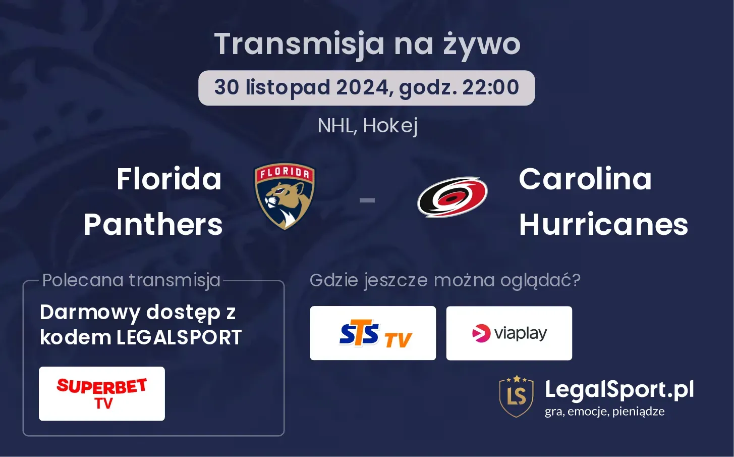 Carolina Hurricanes - Florida Panthers transmisja na żywo