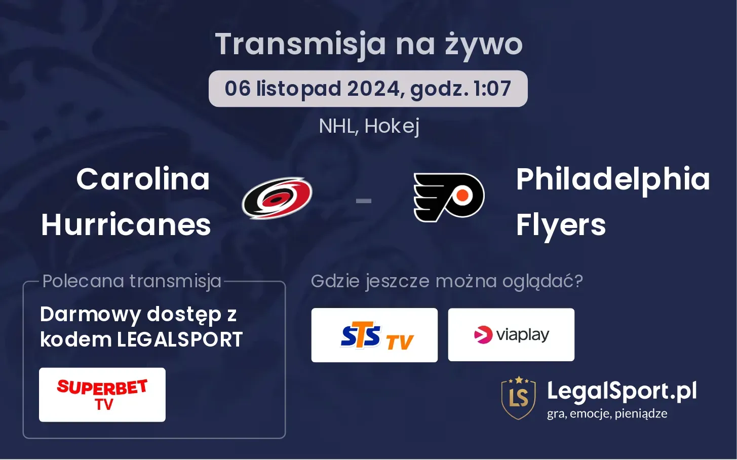 Carolina Hurricanes - Philadelphia Flyers transmisja na żywo