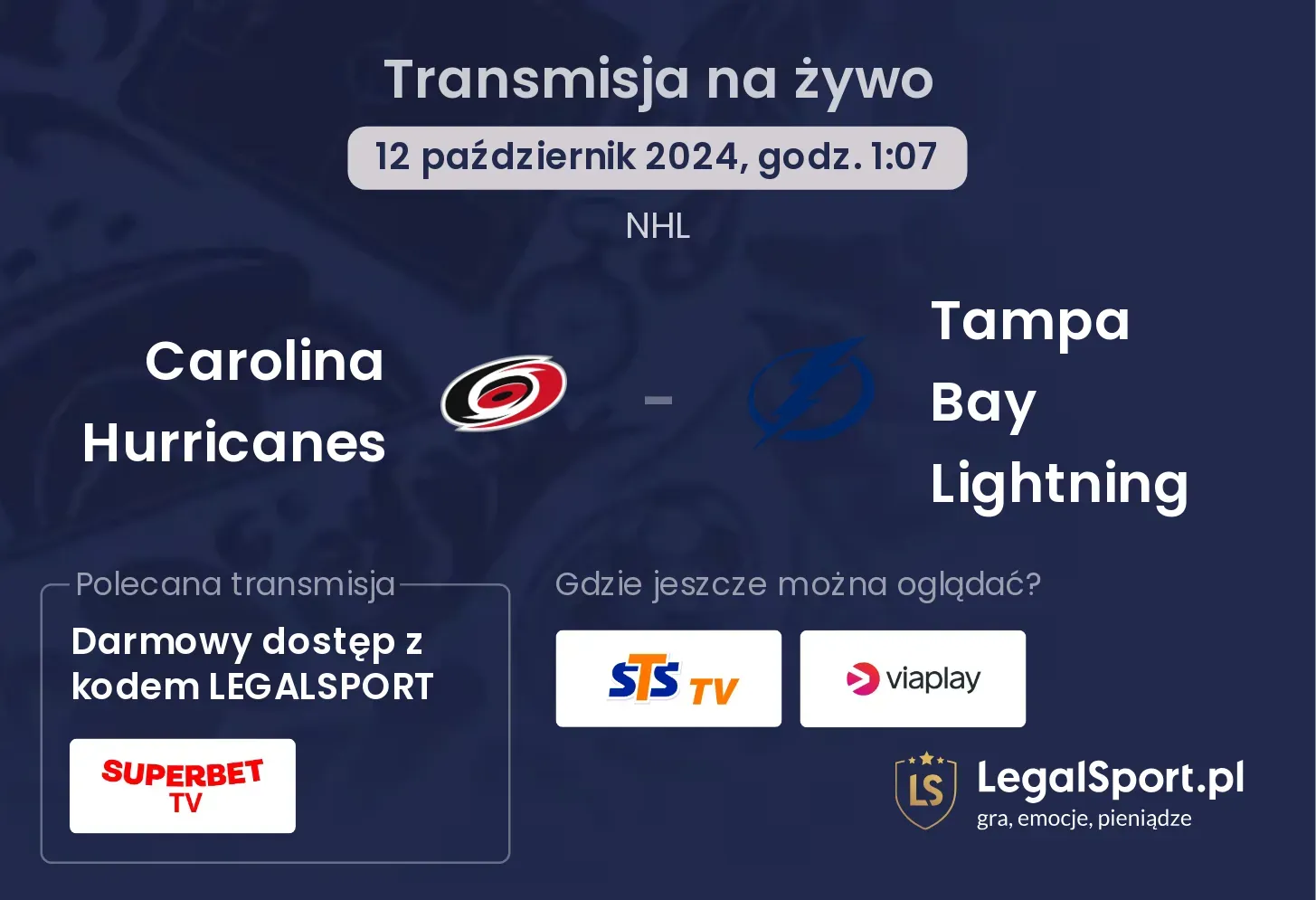 Carolina Hurricanes - Tampa Bay Lightning transmisja na żywo