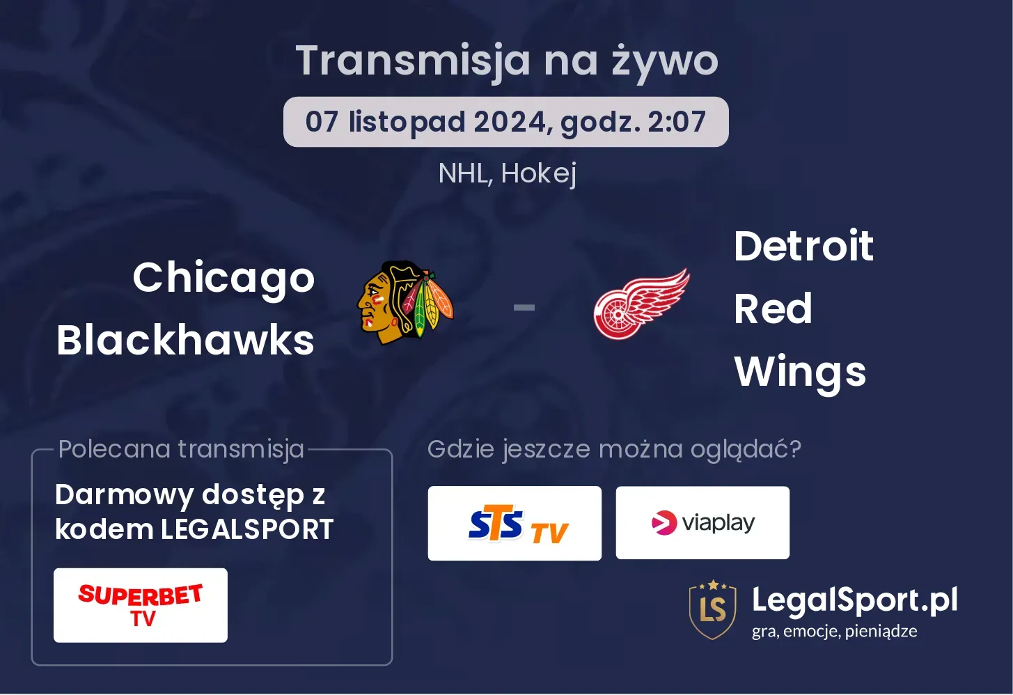 Chicago Blackhawks - Detroit Red Wings transmisja na żywo