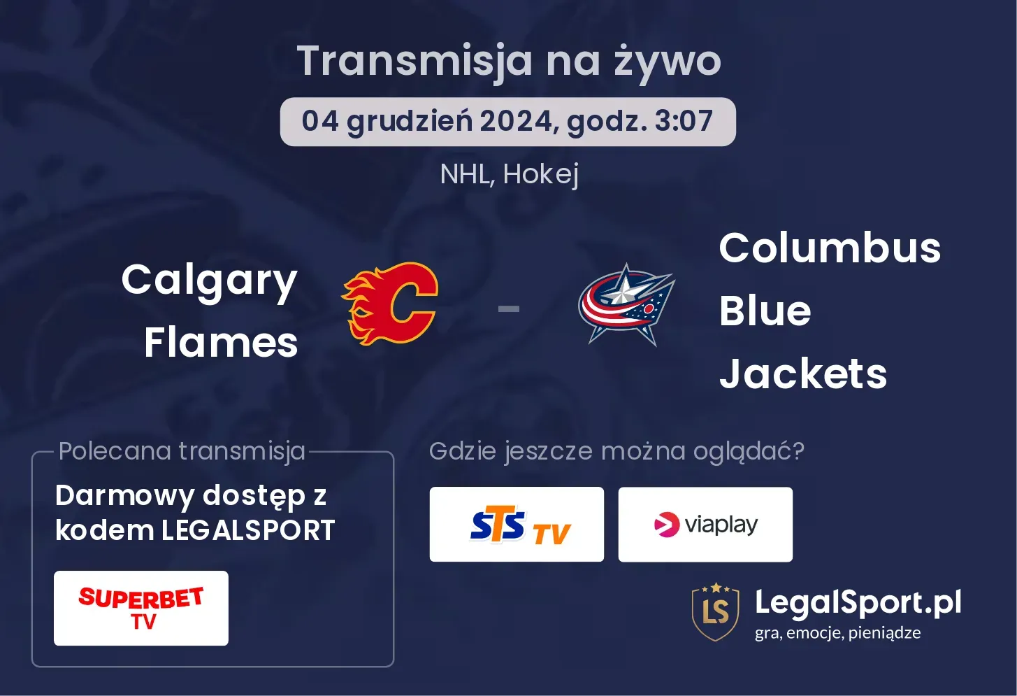 Columbus Blue Jackets - Calgary Flames transmisja na żywo