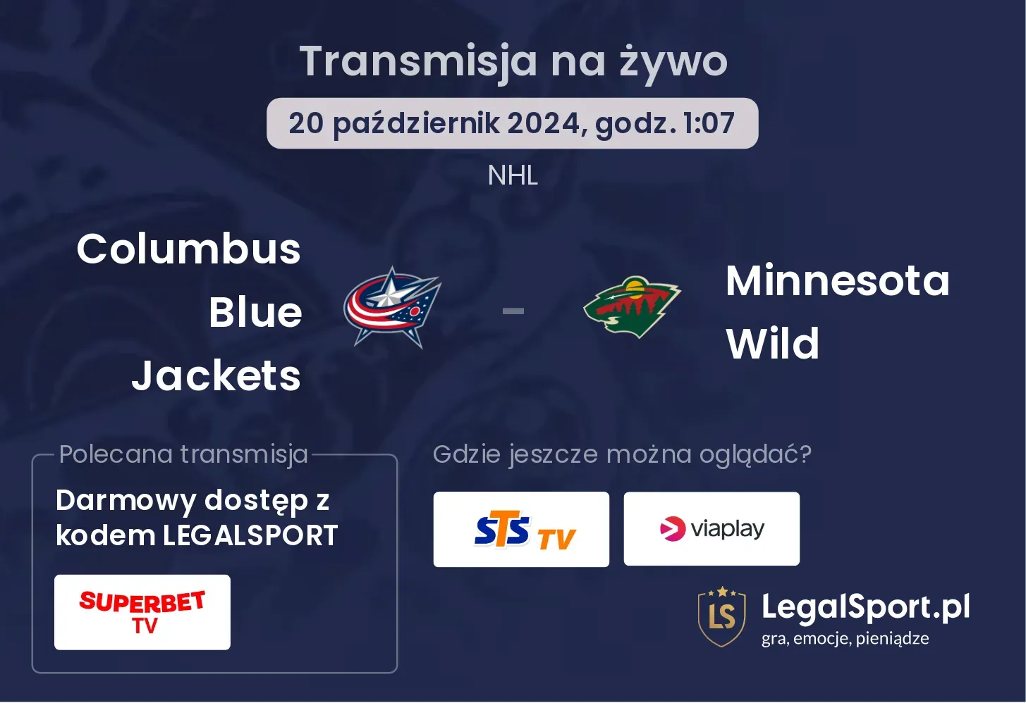 Columbus Blue Jackets - Minnesota Wild transmisja na żywo